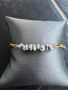 14kt. Yellow Gold Chain Bracelet with Raw Diamond Beads 7.5”